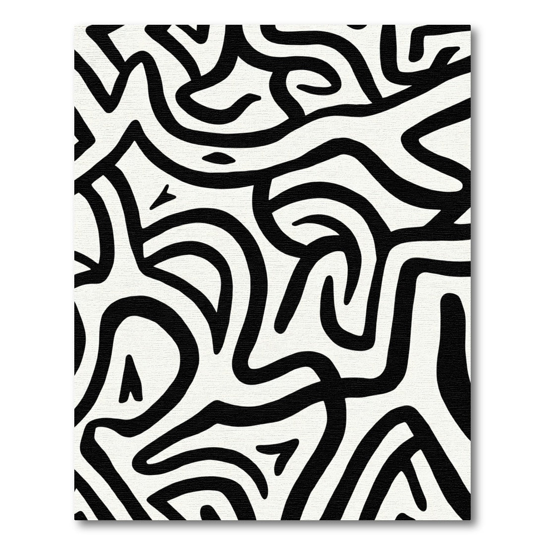 Bold Black Abstract Swirl Rug