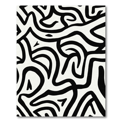 Bold Black Abstract Swirl Rug