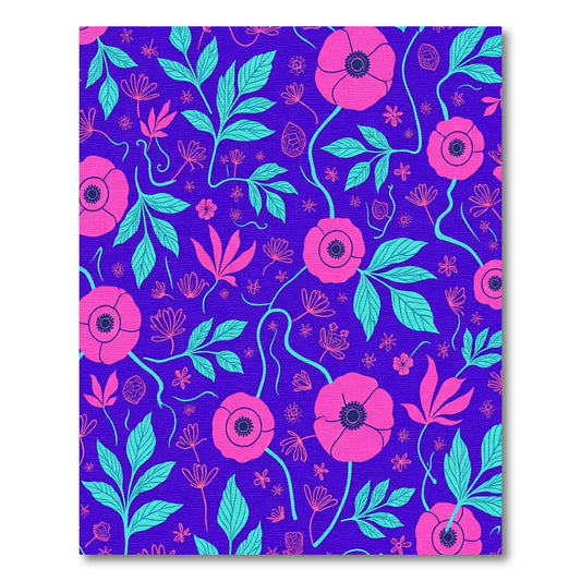 Bold Pink Poppy Floral Vine Rug