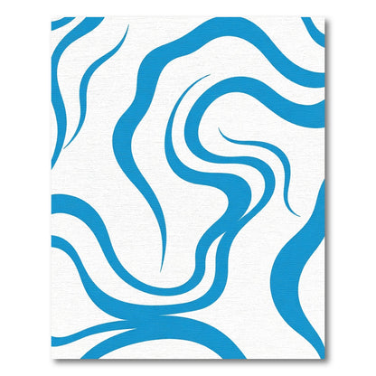 Bright Blue Swirling Abstract Waves Rug