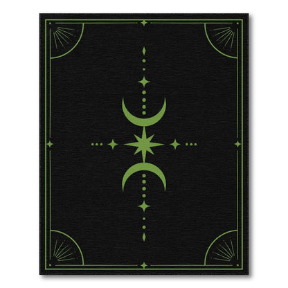 Green Celestial Moon Star Area Rug