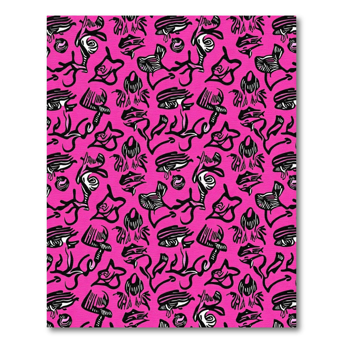 Vivid Pink Abstract Line Art Rug