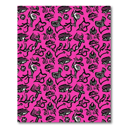 Vivid Pink Abstract Line Art Rug
