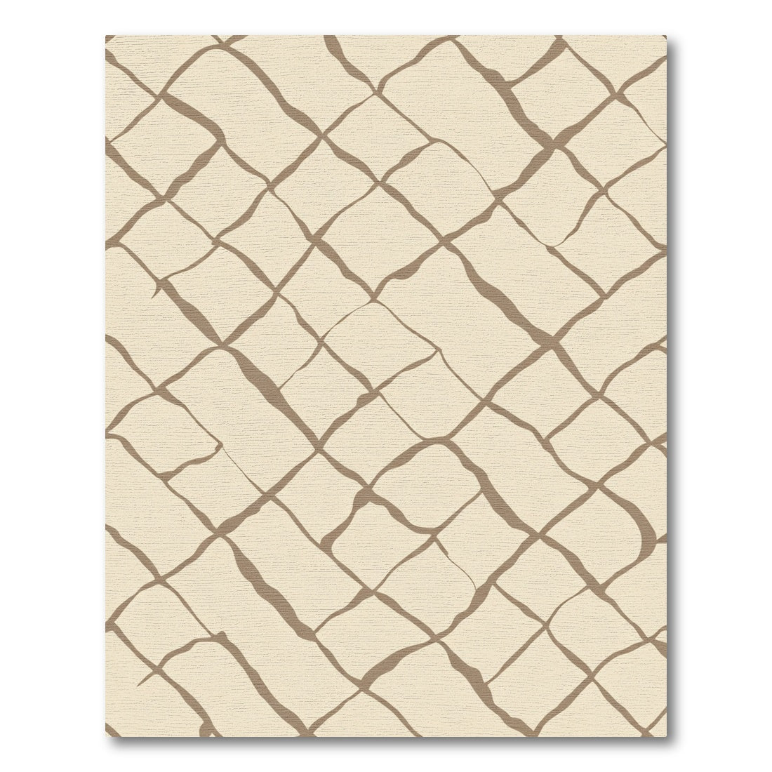 Rustic Beige Woven Stripe Diamond Rug
