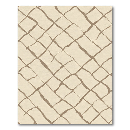 Rustic Beige Woven Stripe Diamond Rug