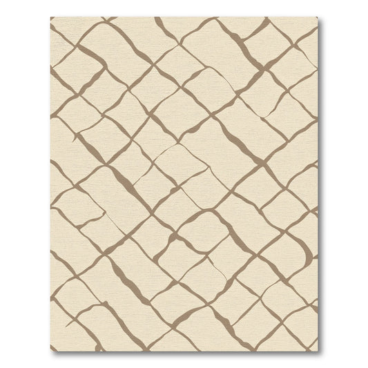 Rustic Beige Woven Stripe Diamond Rug