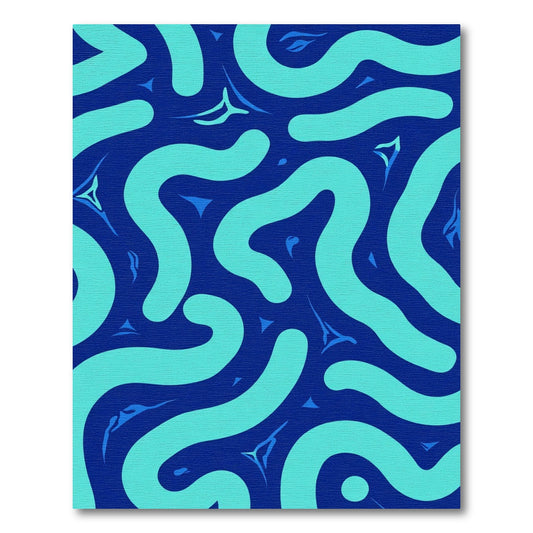 Deep Blue Abstract Organic Swirl Rug