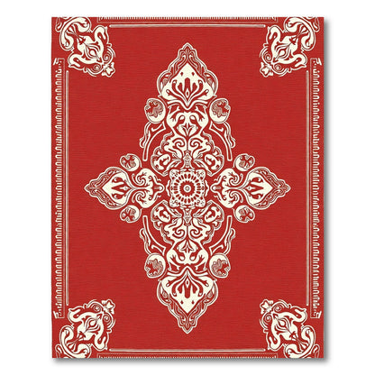 Crimson Medallion Floral Corner Accents Rug