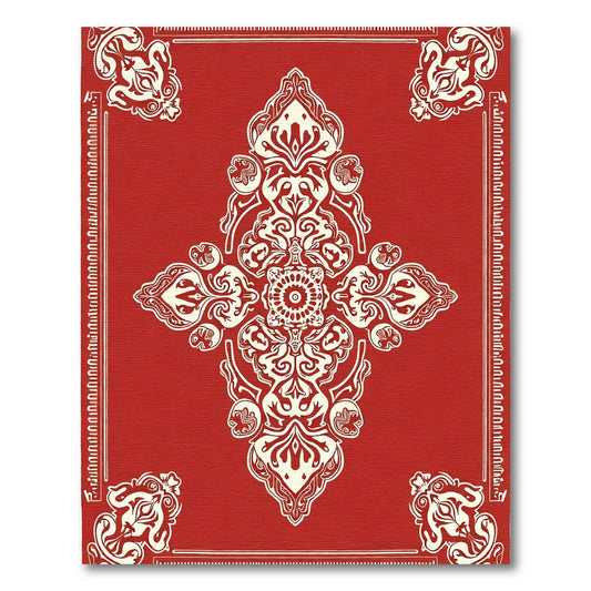 Crimson Medallion Floral Corner Accents Rug