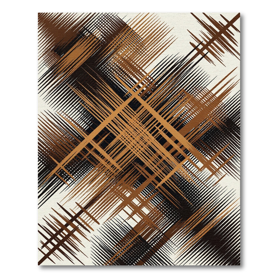 Brown Black Abstract Woven Lines Rug