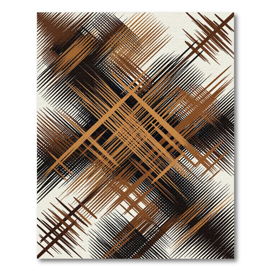 Brown Black Abstract Woven Lines Rug