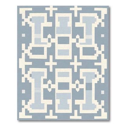 Pastel Blue Geometric Pixel Abstract Rug