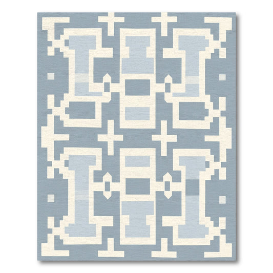Pastel Blue Geometric Pixel Abstract Rug