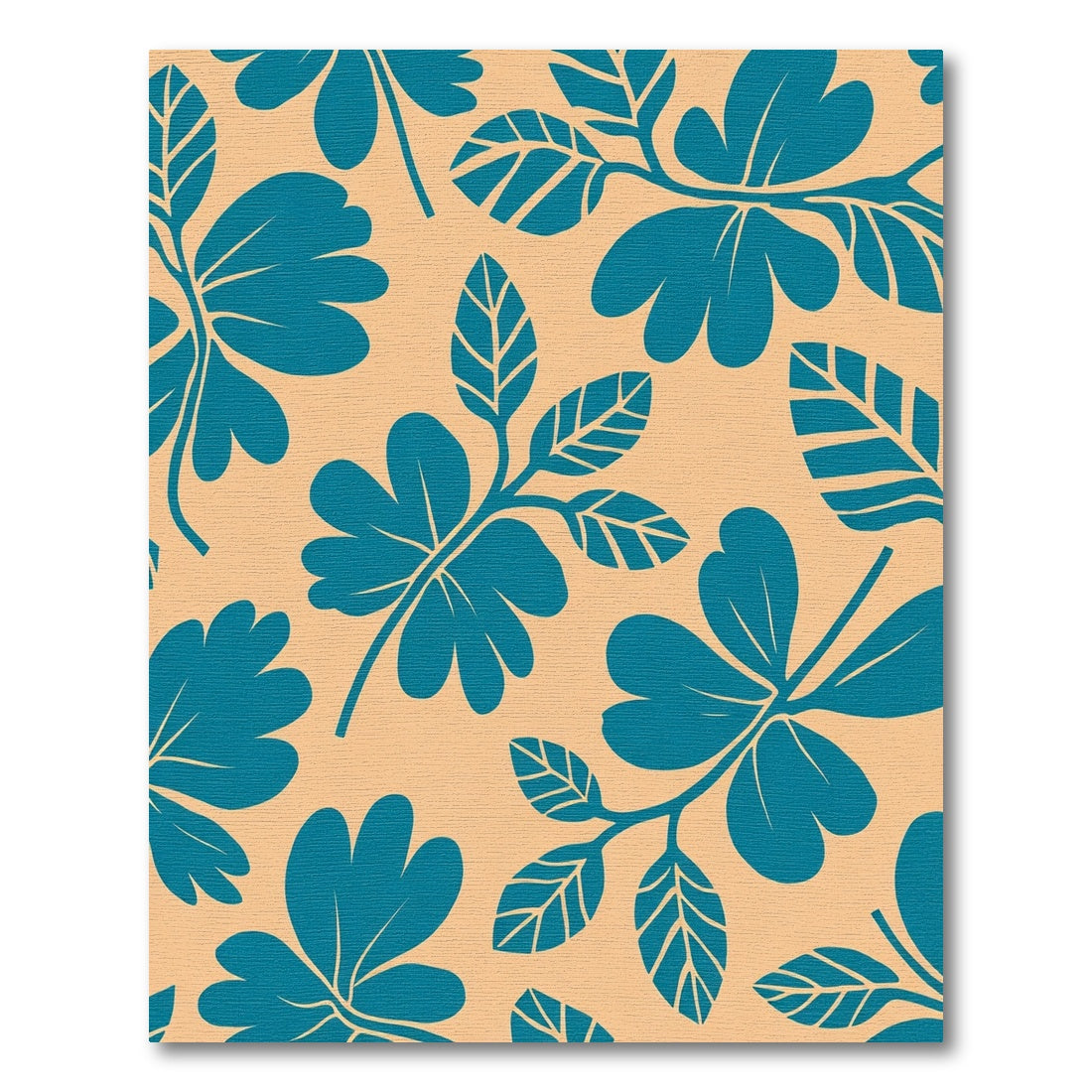 Teal Leafy Branch Blossom Rug