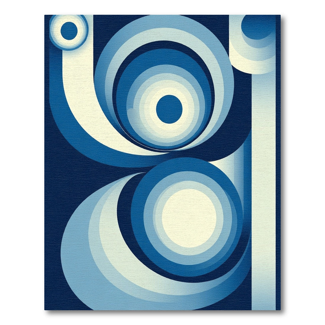 Deep Blue Concentric Circles Rug