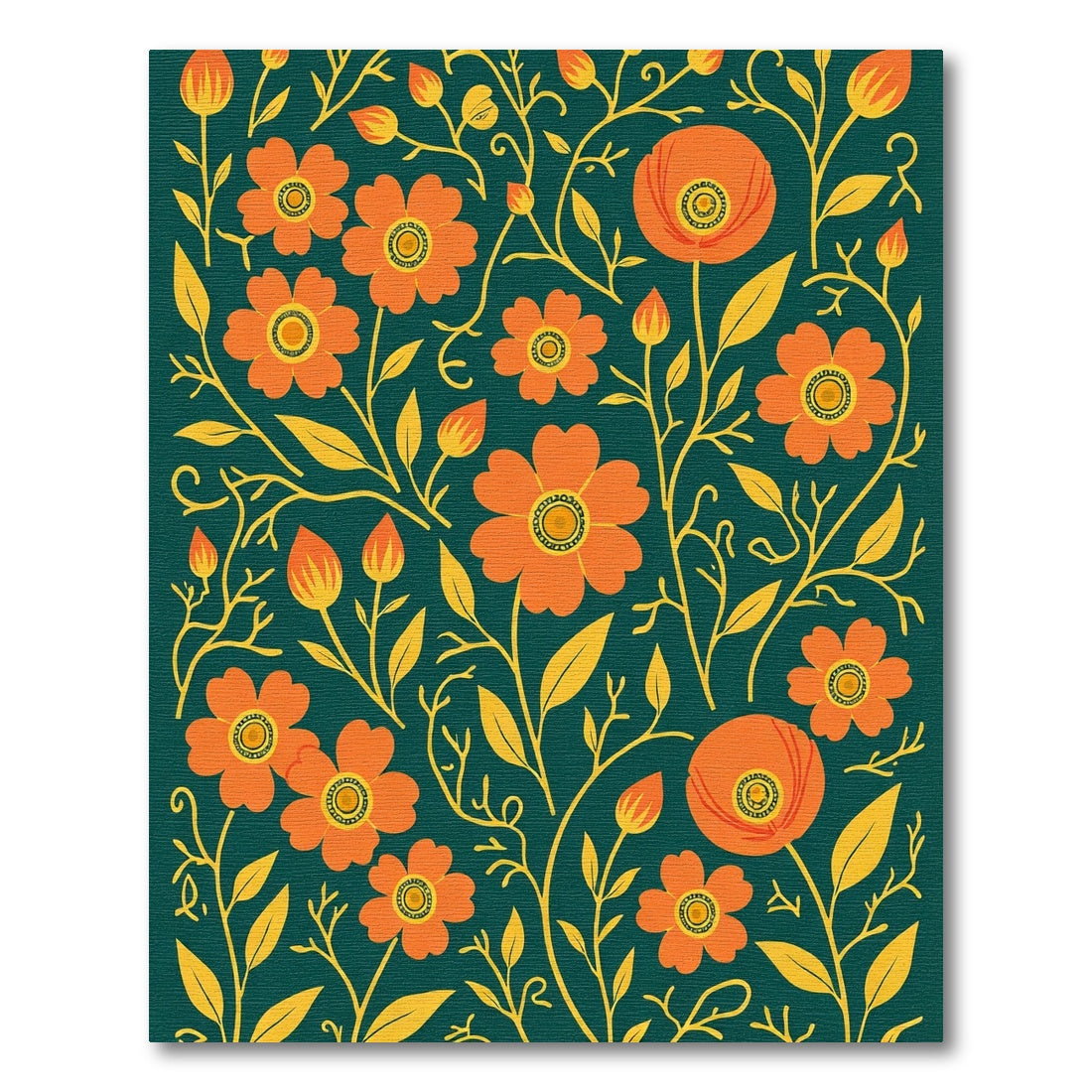 Orange Blossom Vine Garden Rug