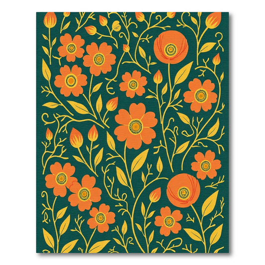 Orange Blossom Vine Garden Rug