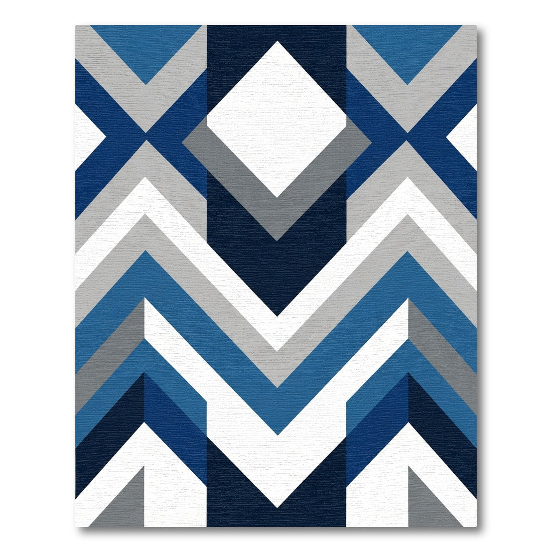 Navy Blue Geometric Chevron Modern Rug