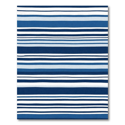 Deep Blue Indigo Striped Abstraction Rug