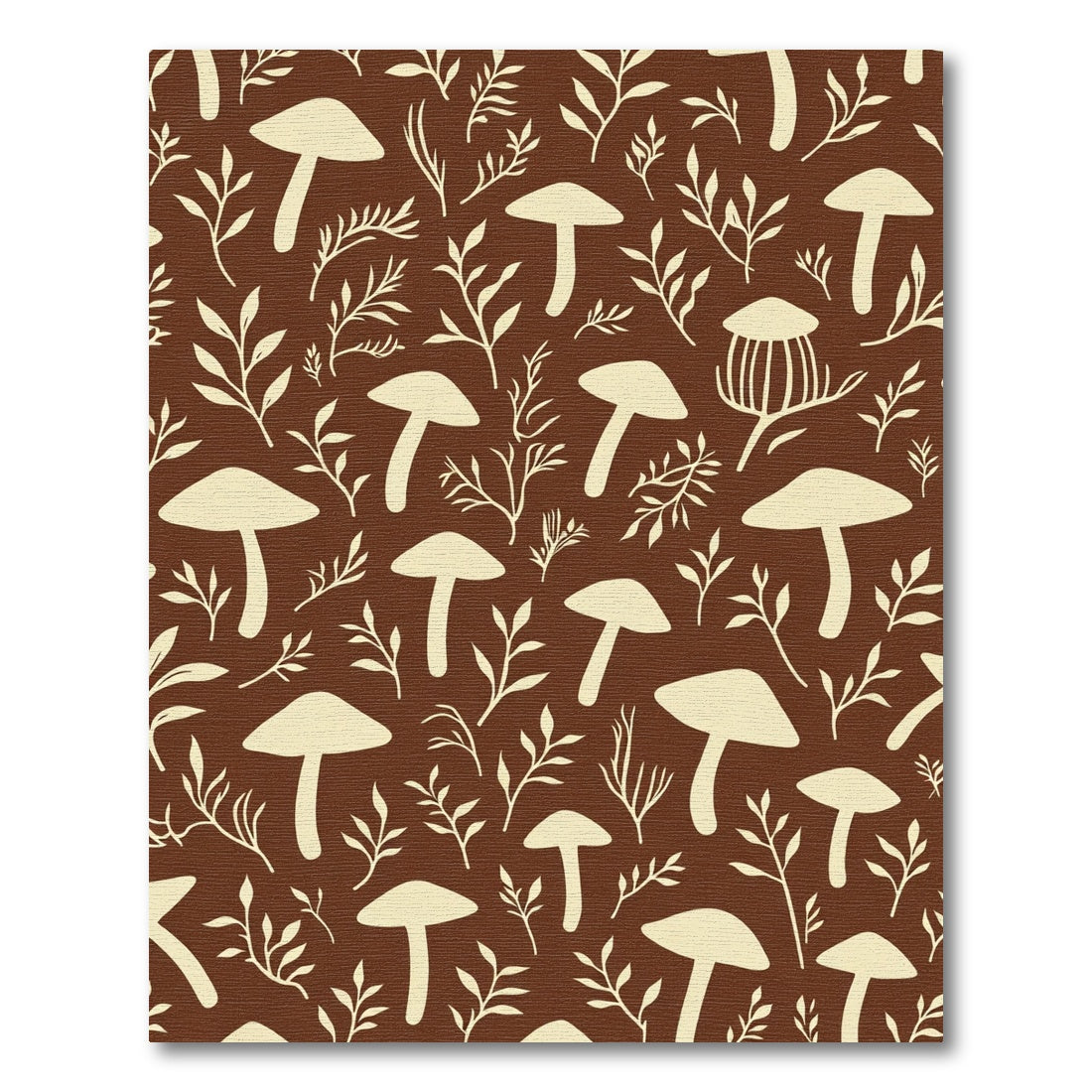 Brown Cream Mushroom Folk Art Rug