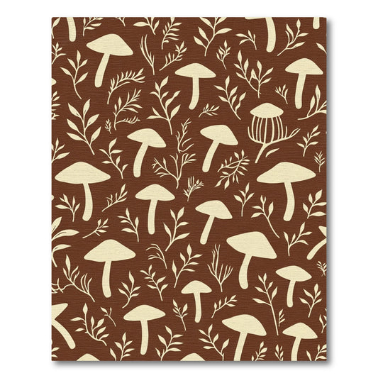 Brown Cream Mushroom Folk Art Rug