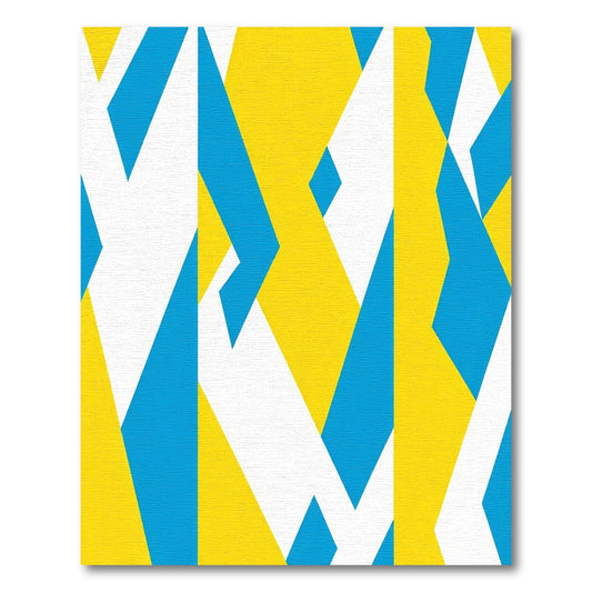 Bright Yellow Blue Geometric Deconstruction Rug