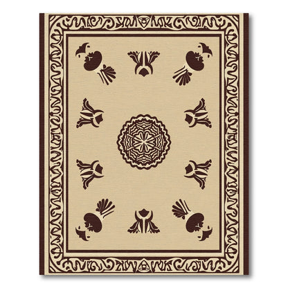Sepia Floral Medallion Border Rug