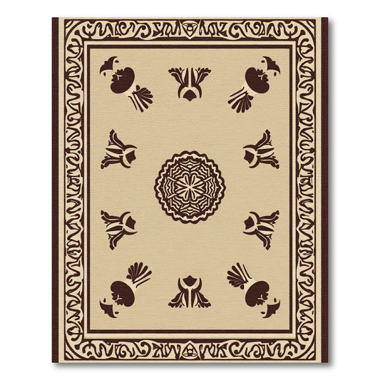 Sepia Floral Medallion Border Rug