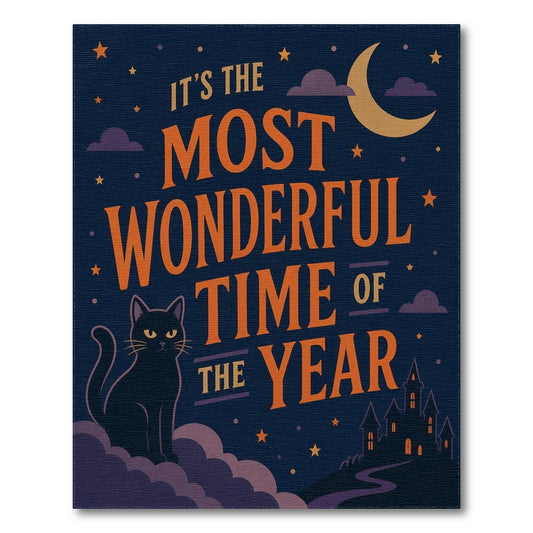 Most Wonderful Time Black Cat Area Rug