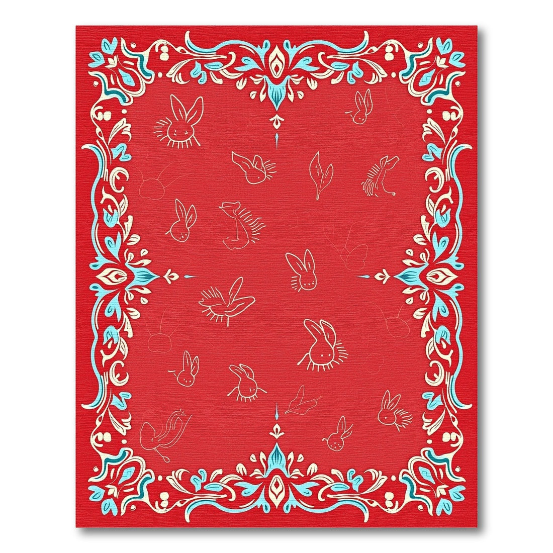 Red White Blue Bunny Border Rug
