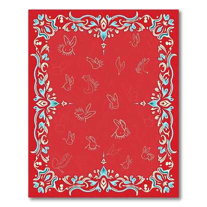 Red White Blue Bunny Border Rug