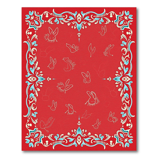 Red White Blue Bunny Border Rug