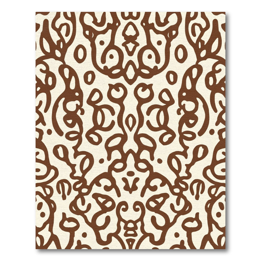 Cream Brown Ornate Scrollwork Damask Rug