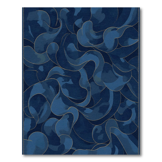 Deep Blue Abstract Swirls Rug