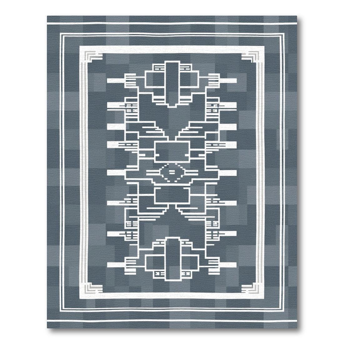 Gray White Geometric Outline Rug
