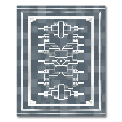 Gray White Geometric Outline Rug