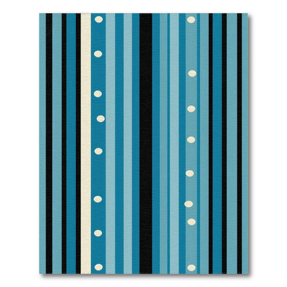 Blue Teal Striped Geometric Blue and Teal Area Rug
