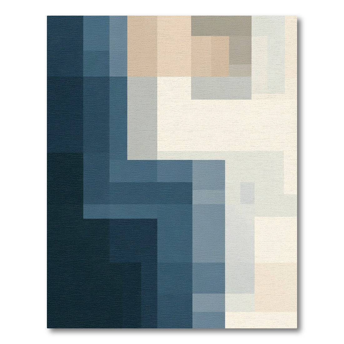 Modern Geometric Blue Neutral Abstract Rug