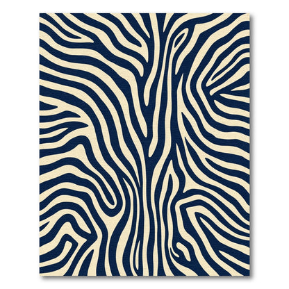 Navy Cream Zebra Stripes Rug