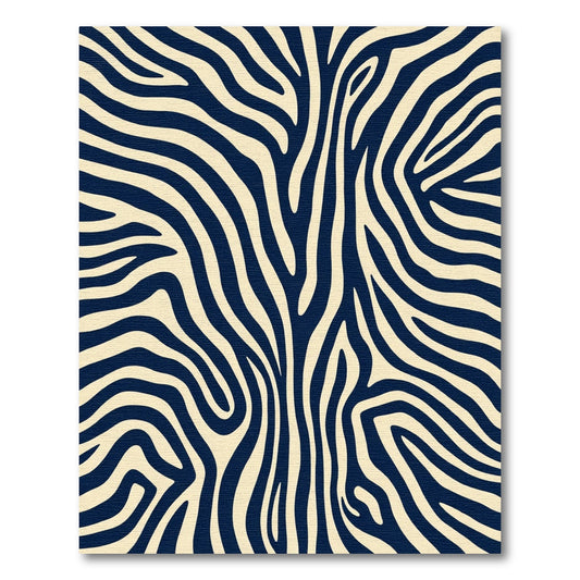 Navy Cream Zebra Stripes Rug