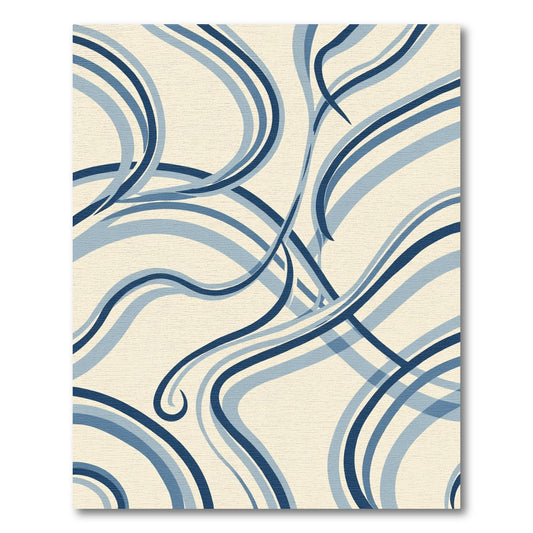Navy Blue Swirling Ribbon Abstract Rug