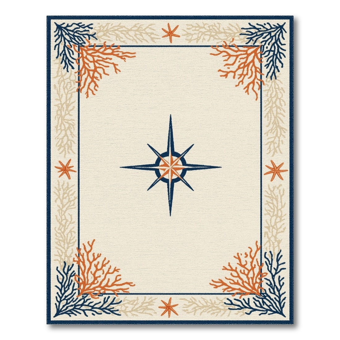 Coastal Compass Coral Area Rug