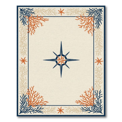 Coastal Compass Coral Area Rug