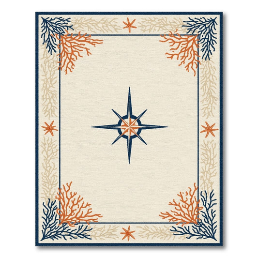 Coastal Compass Coral Area Rug