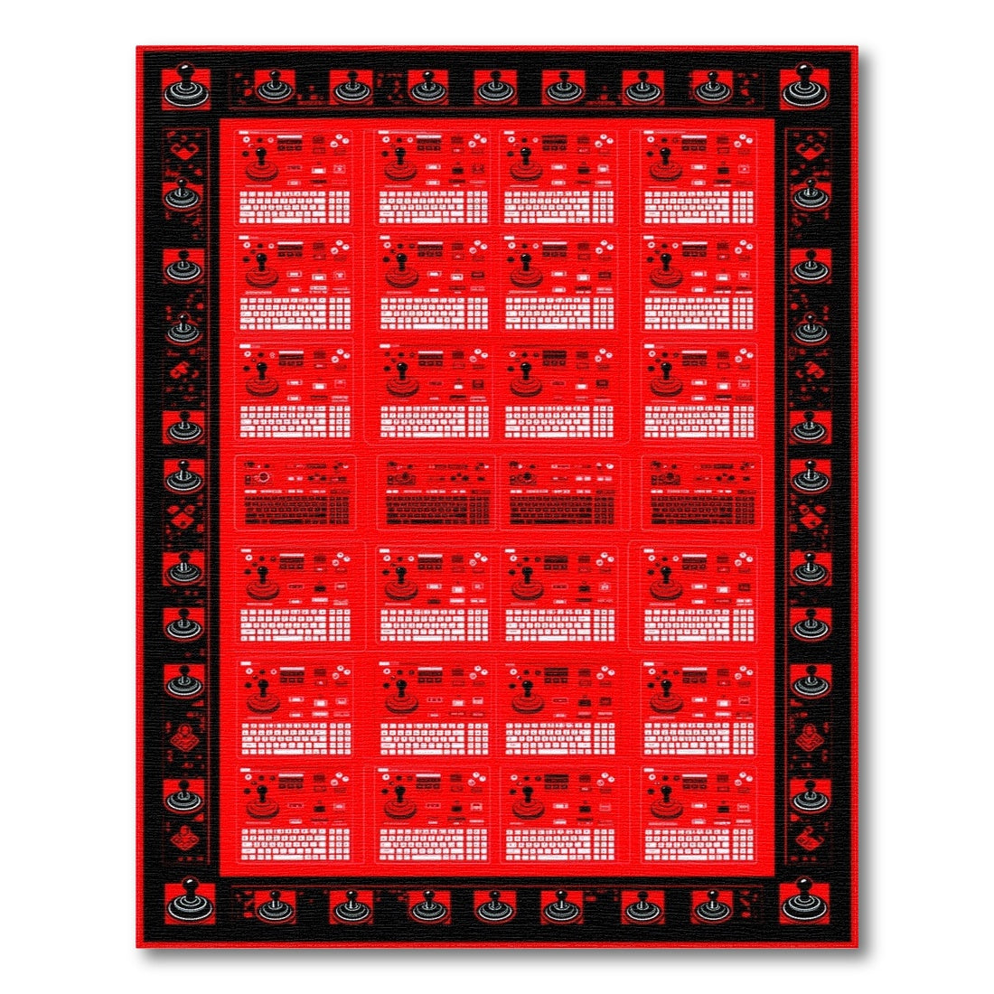 Red Retro Arcade Joystick Area Rug