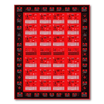 Red Retro Arcade Joystick Area Rug