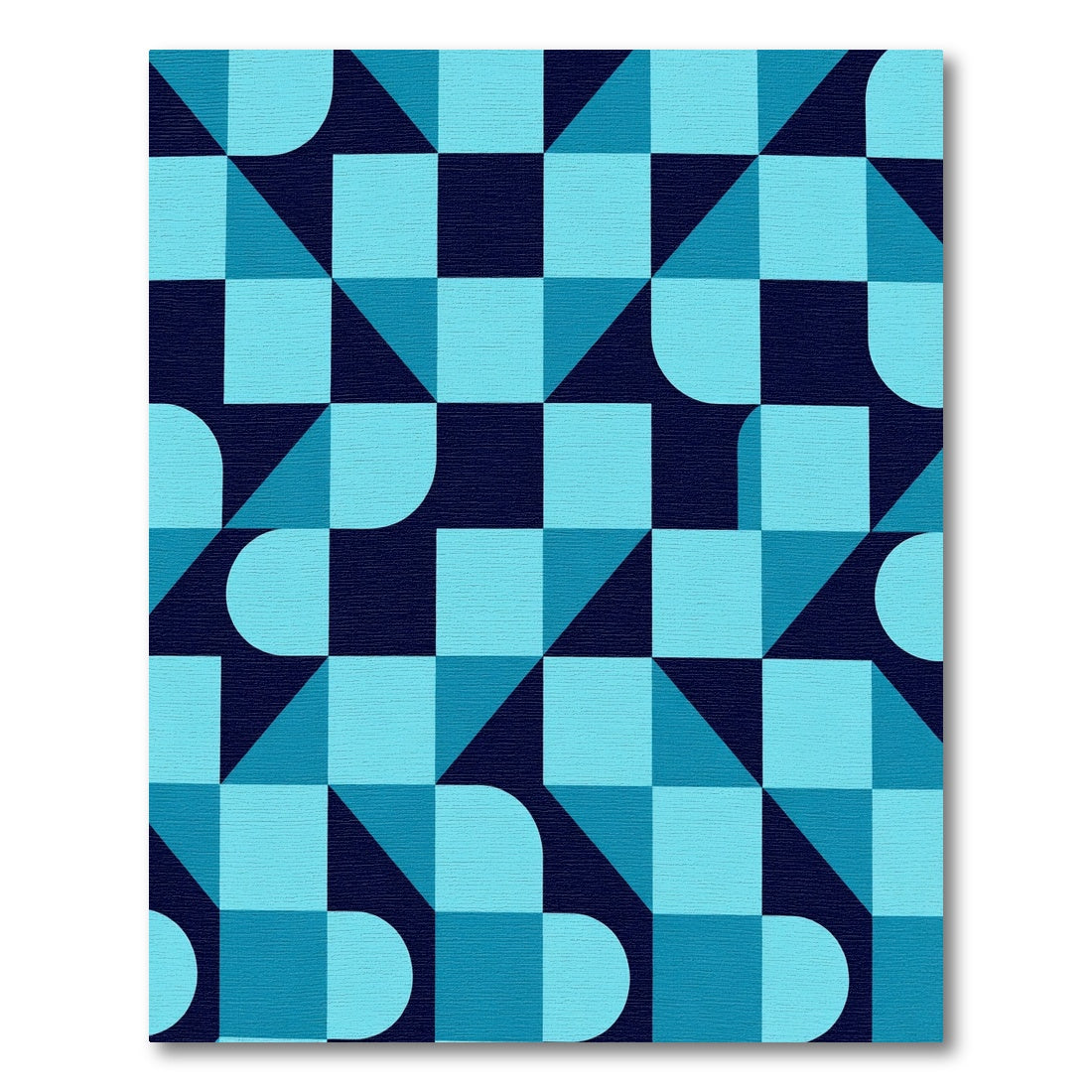 Deep Blue Geometric Quarter Circle Rug