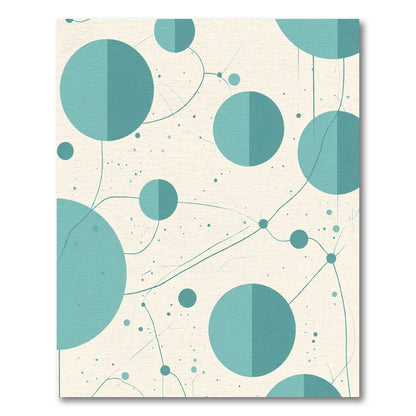 Teal Circles and Lines Abstraction Rug