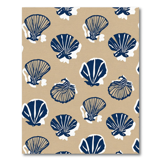 Navy Beige Scattered Seashell Accent Rug