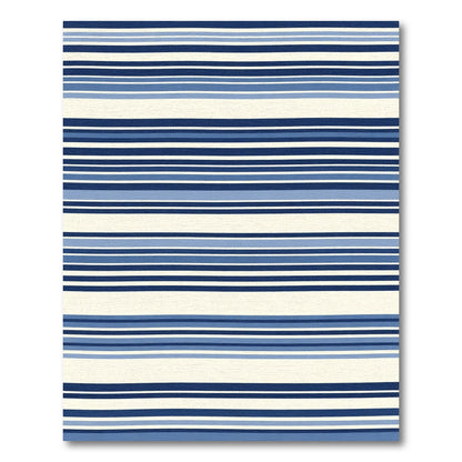 Classic Navy Blue Cream Striped Aura Rug